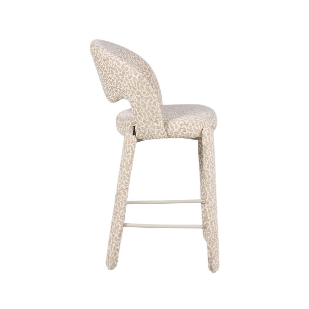 Barkruk Leo taupe leopard 70 cm Bouclé