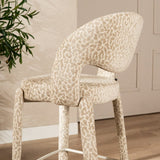 Barkruk Leo taupe leopard 70 cm Bouclé