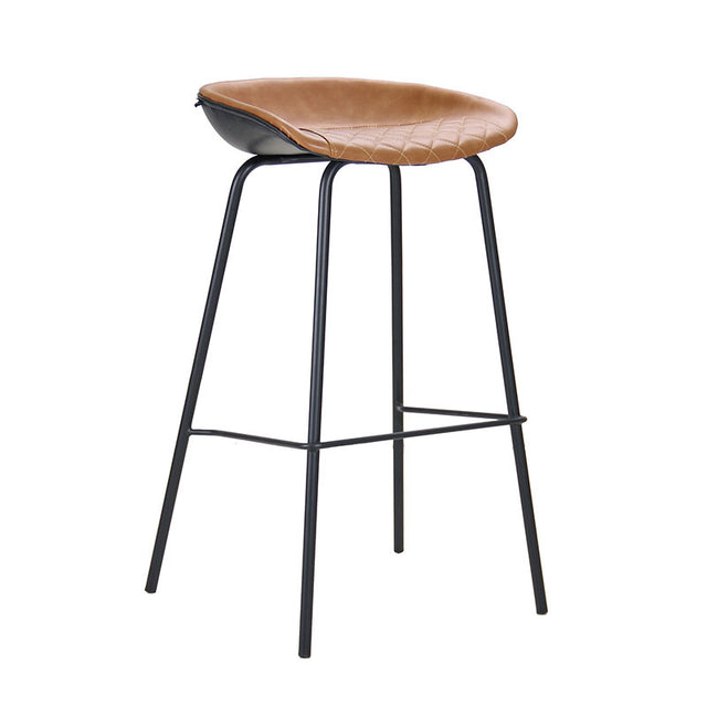 Industrial bar stool Minimal cognac/black PU leather 77 cm Faux leather