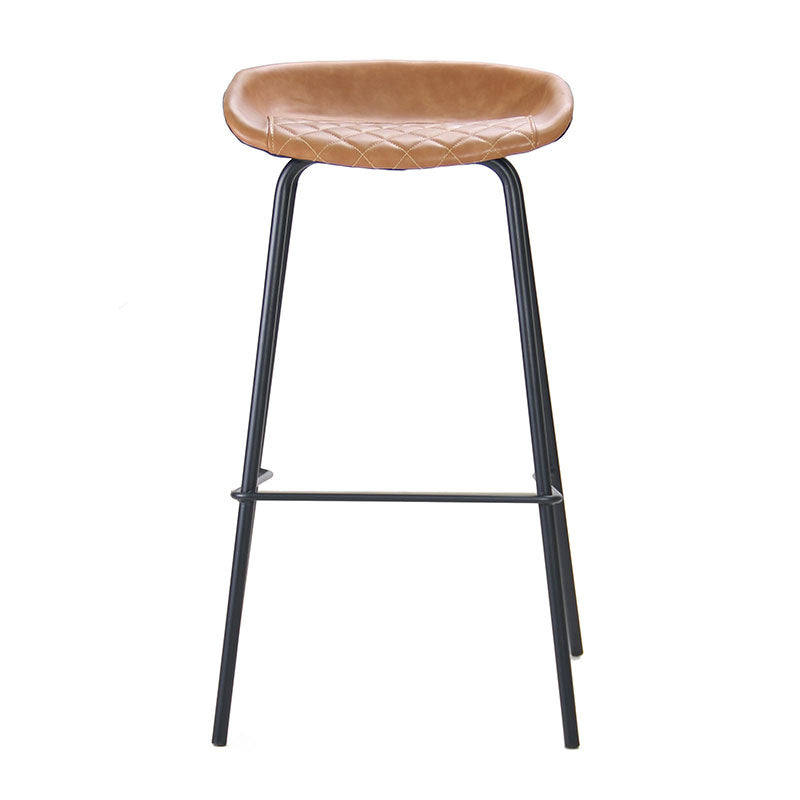 Industrial bar stool Minimal cognac/black PU leather 77 cm - image 6