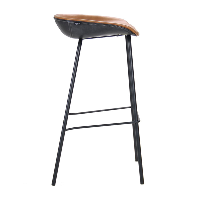 Industrial bar stool Minimal cognac/black PU leather 77 cm - image 7