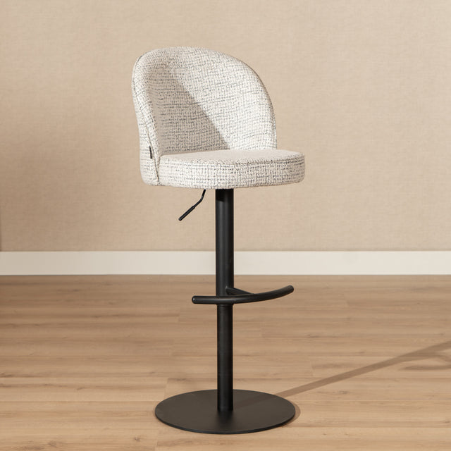 Bar stool Odin mixed fabric off white/black 63-83 cm mixed 48 cm wide