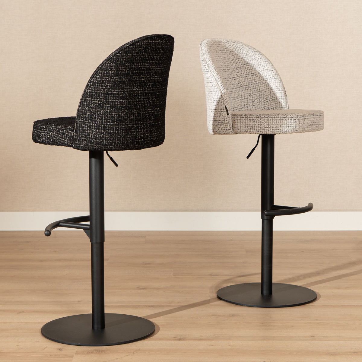 Bar stool Odin mixed fabric off white/black 63-83 cm mixed 48 cm wide