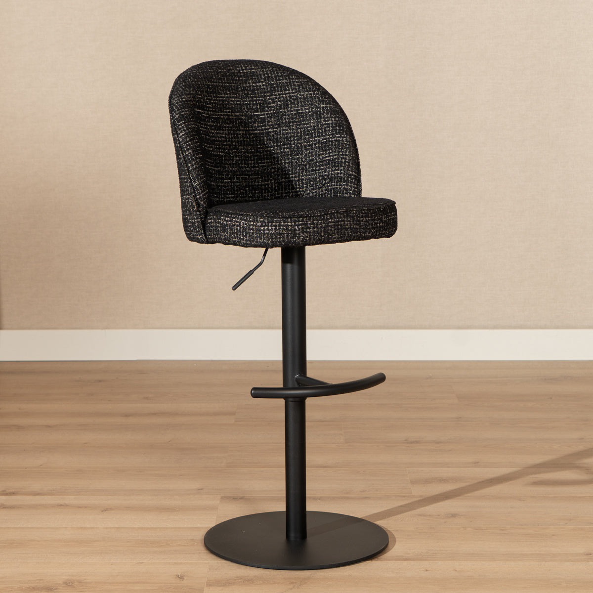 Bar stool Odin mottled fabric black 63-83 cm mottled 48 cm wide