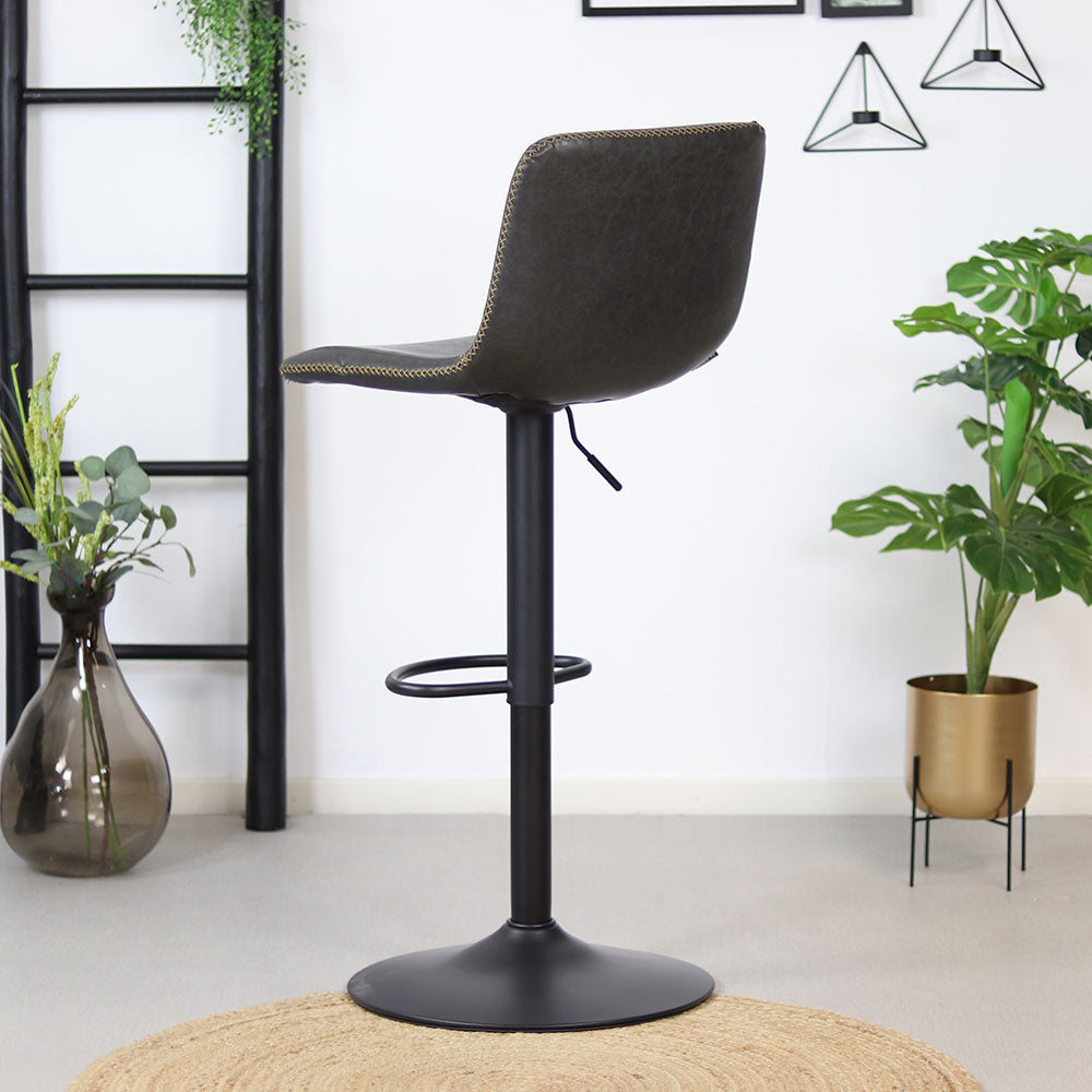 Industrial Bar Stool Texas rotatable eco-leather anthracite 60-76cm 45 cm wide