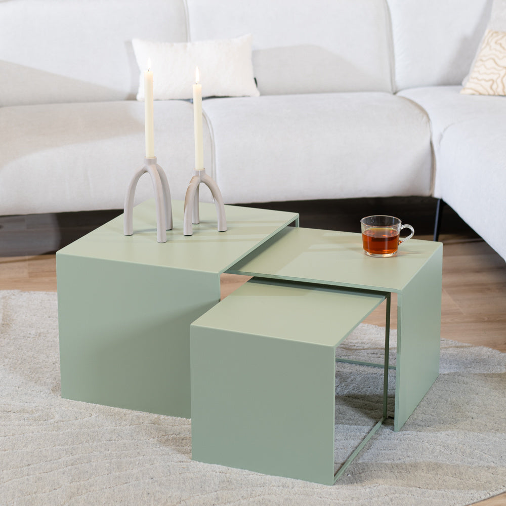 Side table Bianca metal light green 37 cm high. Green Powder-coated metal