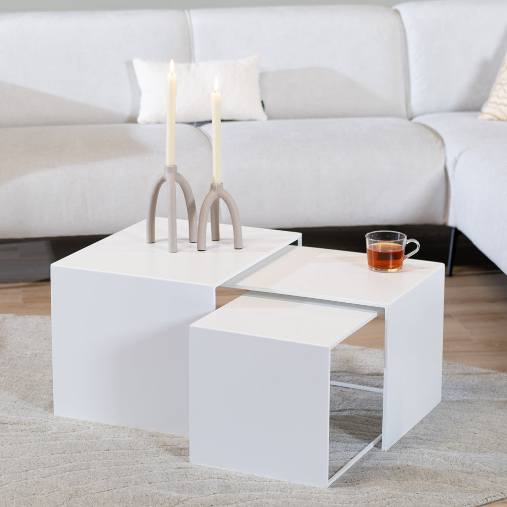Side table Bianca metal white 37 cm high Powder-coated metal