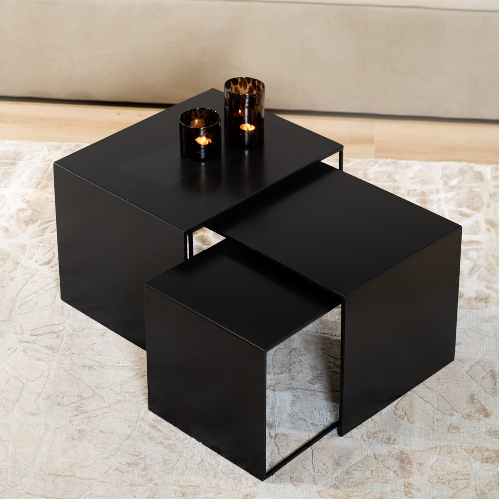 Side table Bianca metal black 37 cm high Powder-coated metal