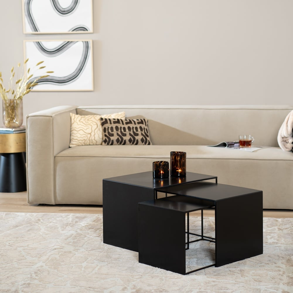 Side table Bianca metal black 37 cm high Powder-coated metal