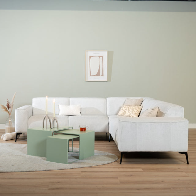 Side table Gianni metal light green 40 cm high. Green Powder-coated metal