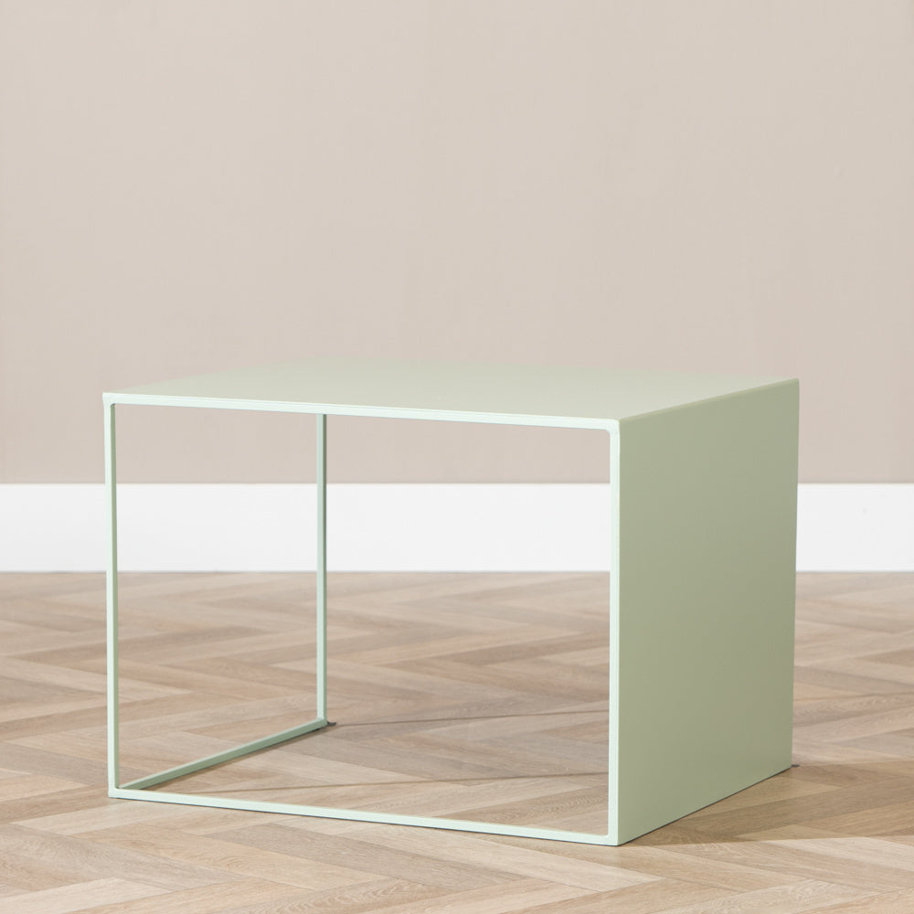 Side table Gianni metal light green 40 cm high. Green Powder-coated metal