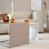 Side table Gianni metal taupe 40 cm high Powder-coated metal