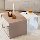 Side table Gianni metal taupe 40 cm high Powder-coated metal