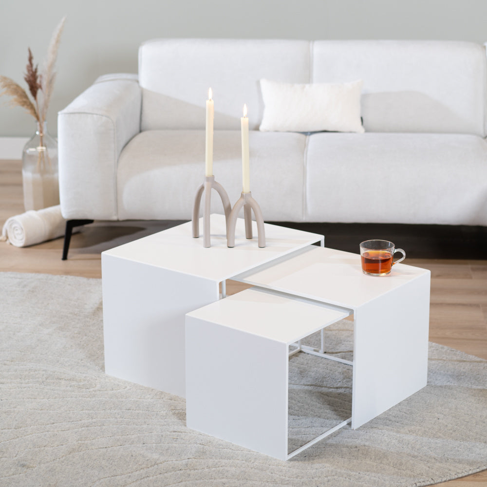 Side table Gianni metal white 40 cm high Powder-coated metal
