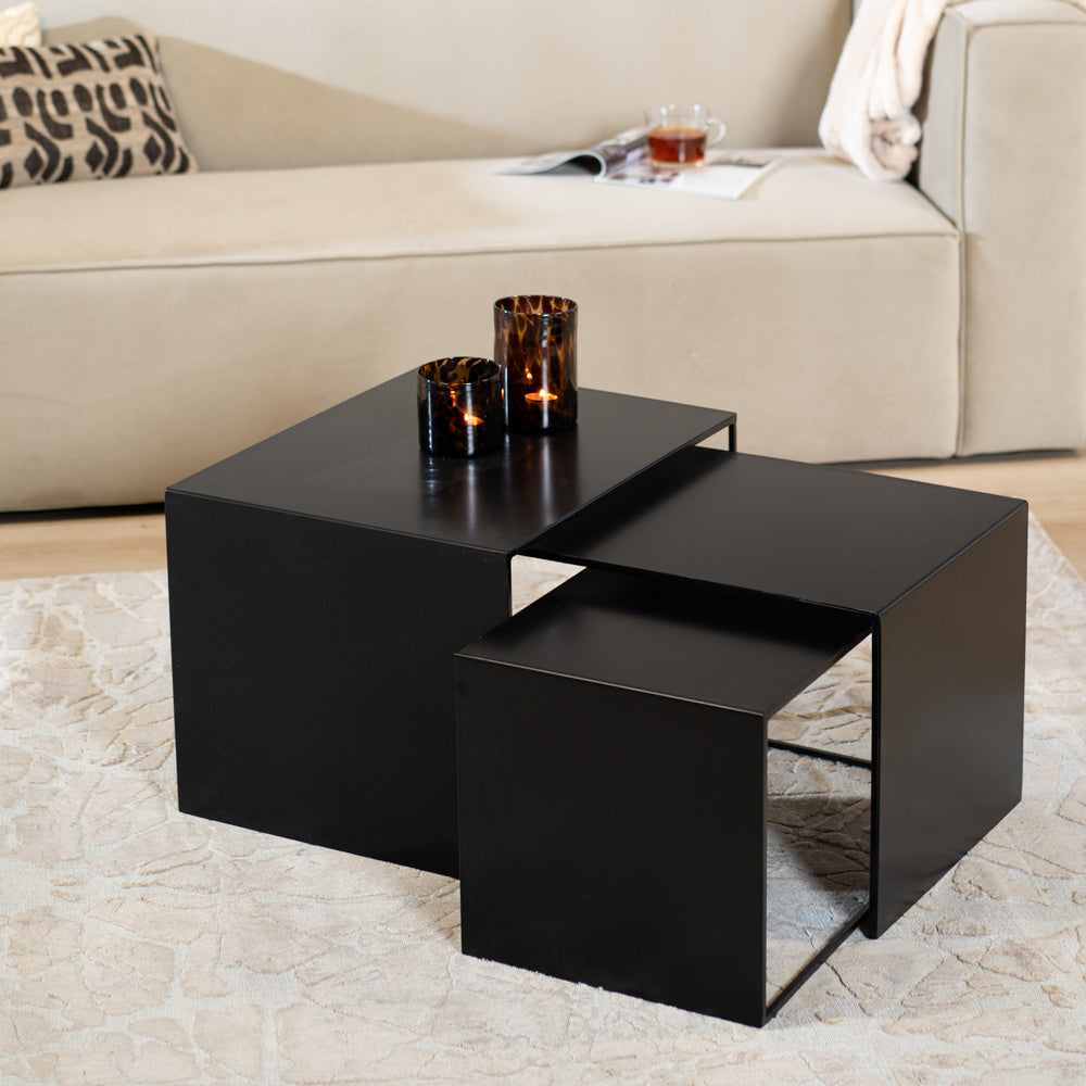 Side table Gianni metal black 40 cm high Powder-coated metal