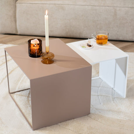 Side table Lucia metal taupe 34 cm high Powder-coated metal