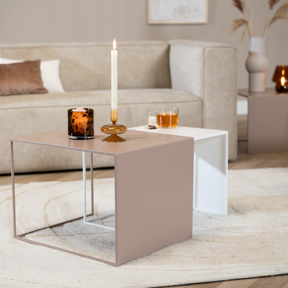 Side table Lucia metal taupe 34 cm high Powder-coated metal