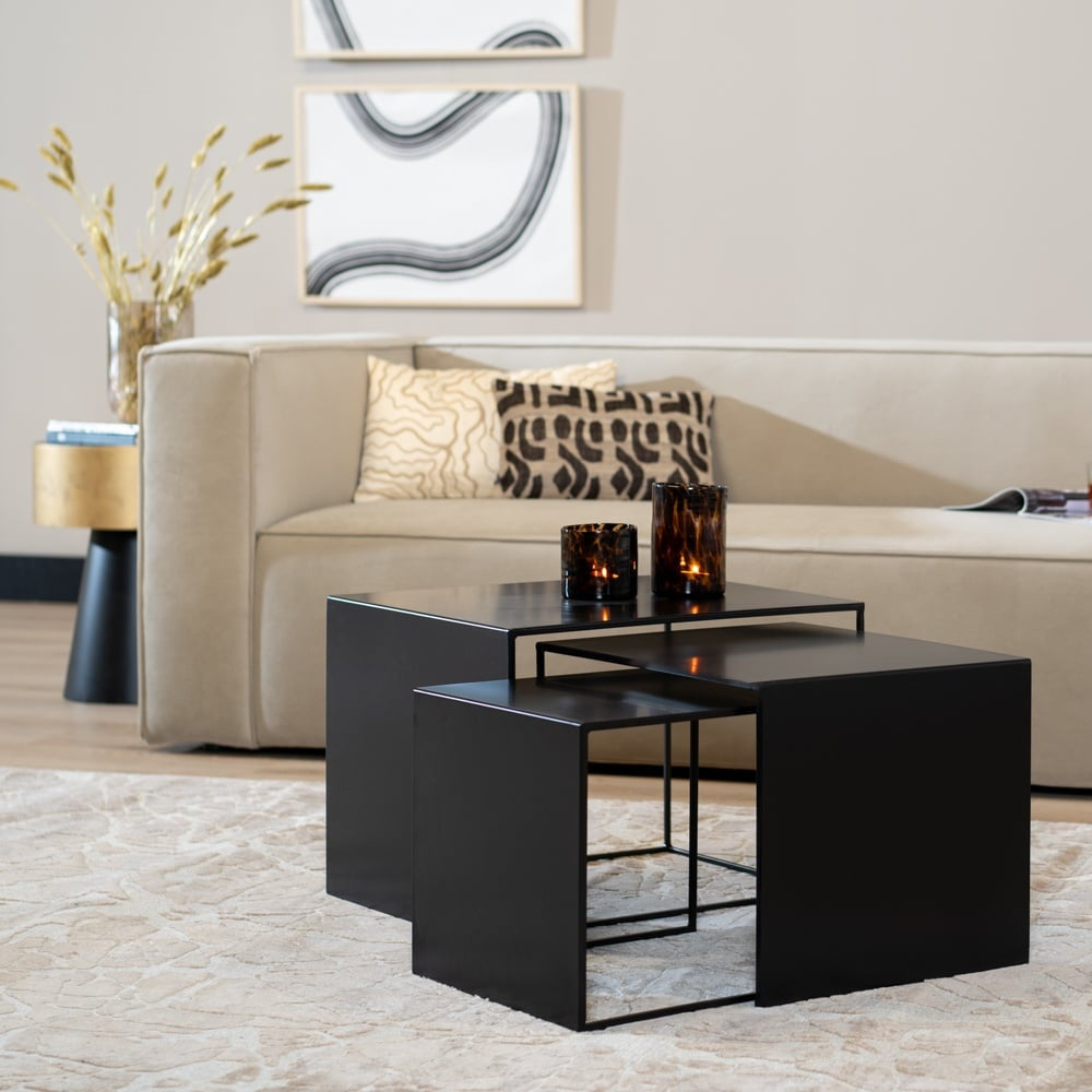 Side table Lucia metal black 34 cm high Powder-coated metal