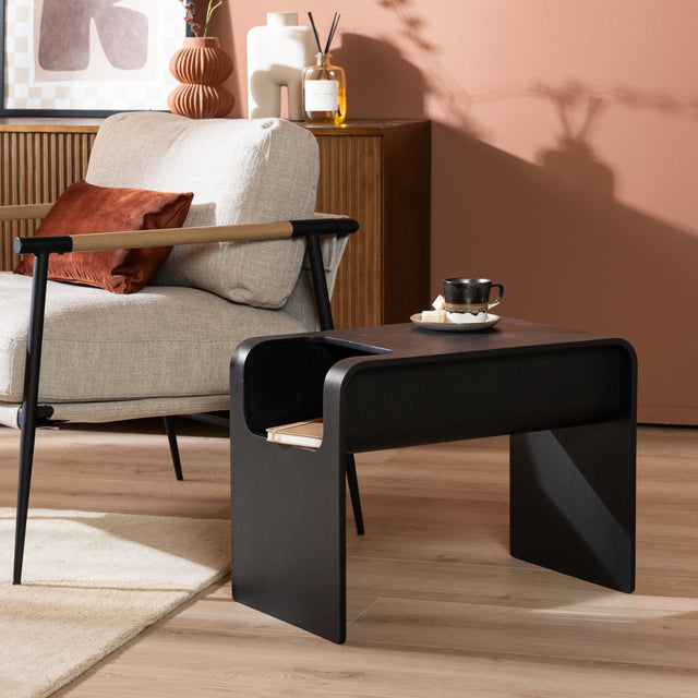 Side table/coffee table Isla black oak veneer
