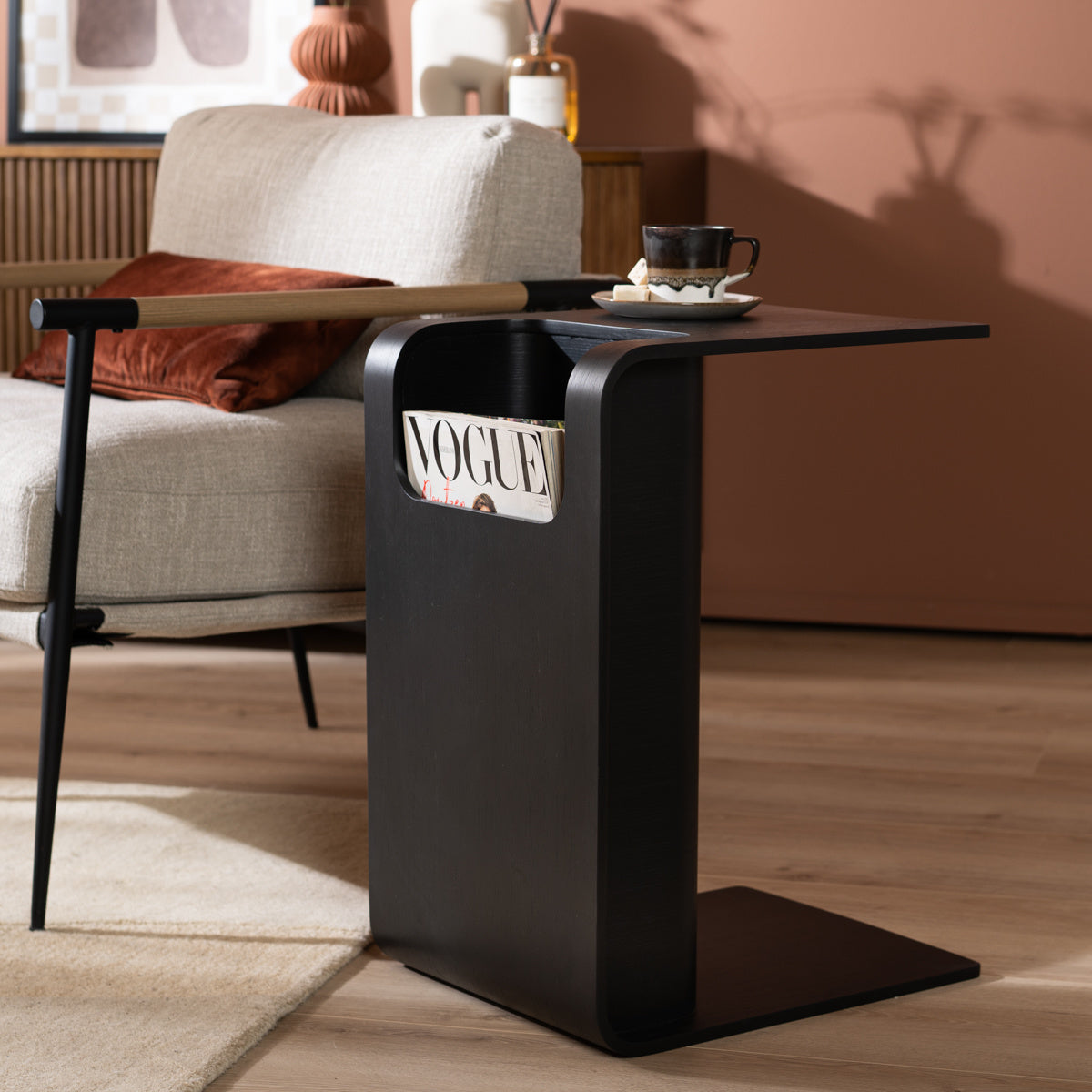 Side table/coffee table Isla black oak veneer