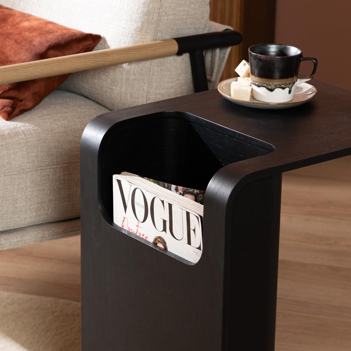 Side table/coffee table Isla black oak veneer