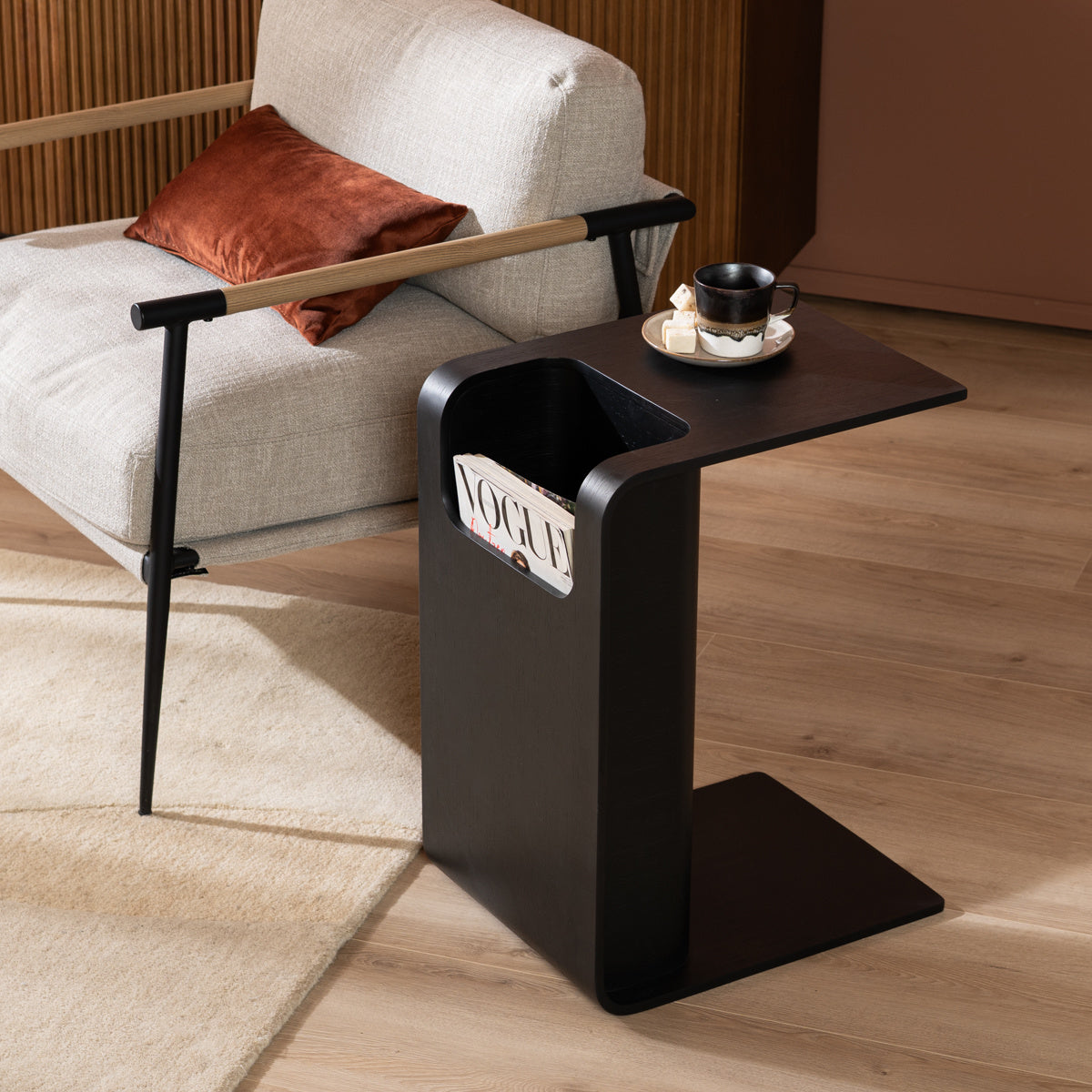 Side table/coffee table Isla black oak veneer