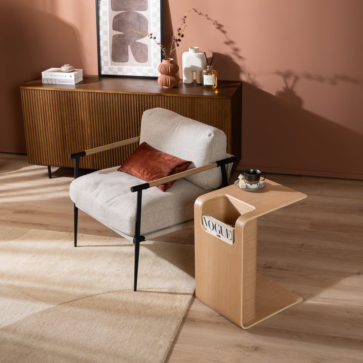 Side table/coffee table Isla natural oak Oak veneer