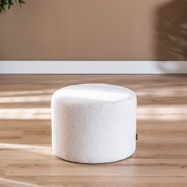 Bouclé pouffe Nora white Bouclé