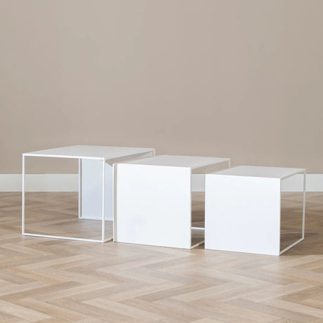 Salontafels-Bijzettafel Bianca metaal wit 37 cm hoog Gepoedercoat metaal-Dimehouse