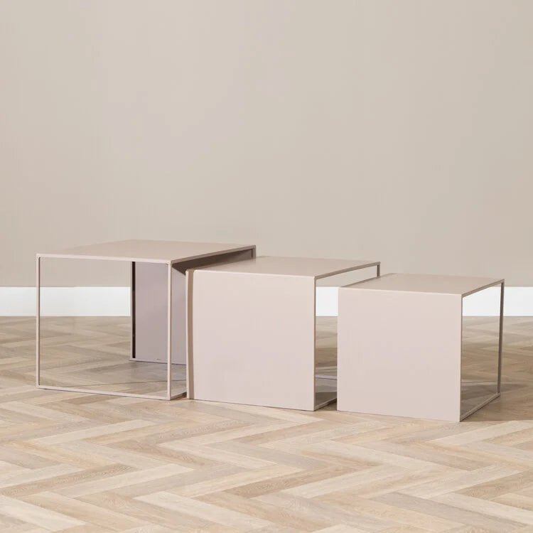 Coffee tables - Side table Lucia metal taupe 34 cm high Powder-coated metal -Dimehouse