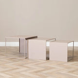 Coffee tables - Side table Lucia metal taupe 34 cm high Powder-coated metal -Dimehouse