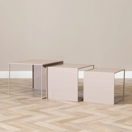 Salontafels-Bijzettafel Lucia metaal taupe 34 cm hoog Gepoedercoat metaal-Dimehouse