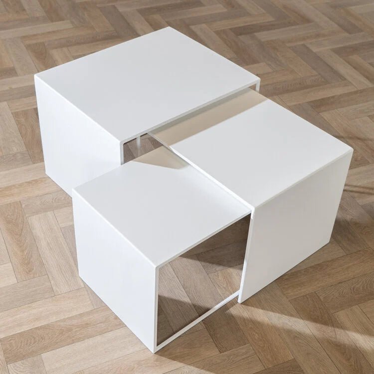 Coffee tables - Side table Lucia metal white 34 cm high Powder-coated metal -Dimehouse