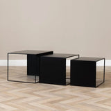 Coffee tables - Side table Lucia metal black 34 cm high Powder-coated metal -Dimehouse