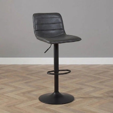 Barkrukken-Industriële barkruk Boston leer antraciet 60-76 cm - draaibaar Eco-leer 45 cm breed-Dimehouse