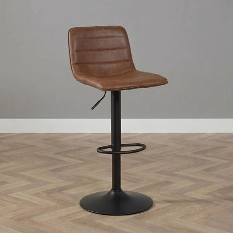 Barkrukken-Industriële barkruk Boston leer cognac 60-76 cm - draaibaar Eco-leer 45 cm breed-Dimehouse