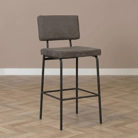 Barkrukken-Industriële barkruk Espen antraciet eco-leer 64-77 cm 47 cm breed-Dimehouse