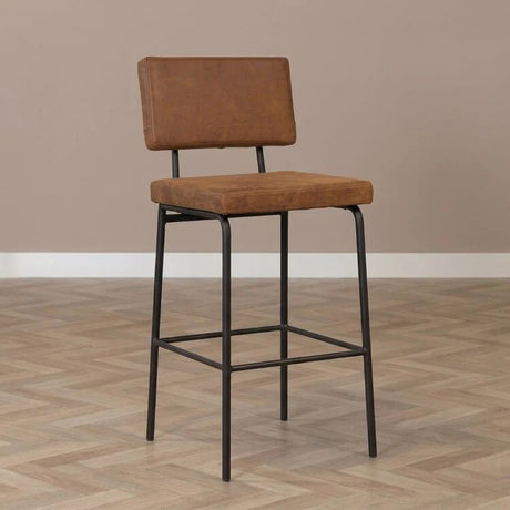 Barkrukken-Industriële barkruk Espen cognac eco-leer 64-77 cm 47 cm breed-Dimehouse