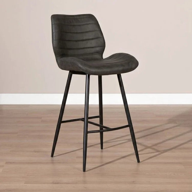 Bar stools-Industrial bar stool Morris anthracite 71 cm Microfibre-Dimehouse