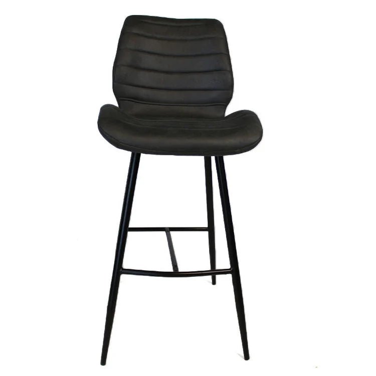 Bar stools-Industrial bar stool Morris anthracite 71 cm Microfibre-Dimehouse