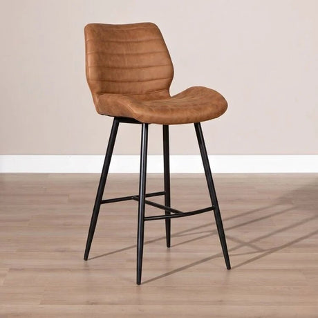 Barkrukken-Industriële barkruk Morris cognac 71 cm Microvezel-Dimehouse