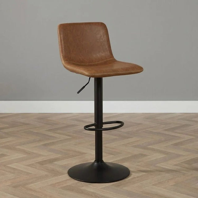 Bar stools-Industrial Bar stool Texas rotatable eco-leather cognac 60-76cm 45 cm wide-Dimehouse