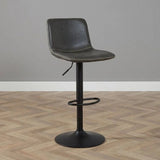 Bar stools-Industrial Bar stool Texas swivel eco-leather anthracite 60-76cm 45 cm wide-Dimehouse