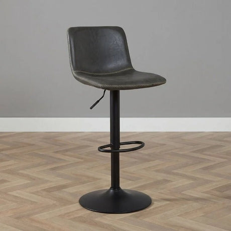 Barkrukken-Industriële Barkruk Texas draaibaar eco-leer antraciet 60-76cm 45 cm breed-Dimehouse