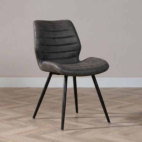 Eetkamerstoelen-Industriële eetkamerstoel Morris antraciet Microvezel-Dimehouse