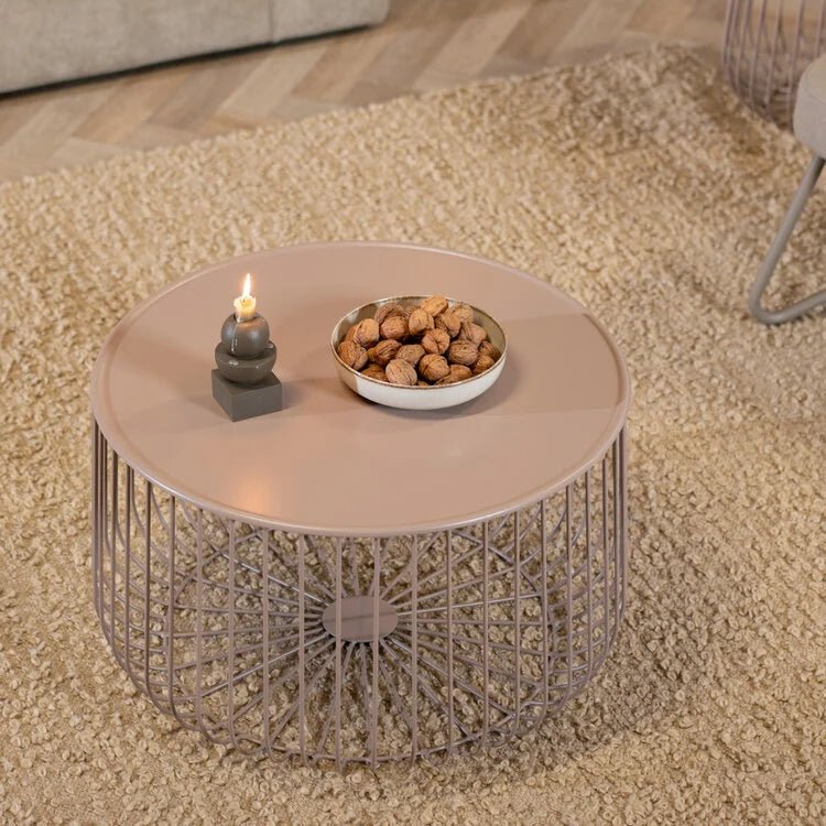 Coffee tables-Senna coffee table metal taupe-Dimehouse