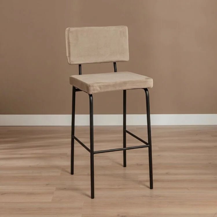 Bar stools-Velvet bar stool Aspen taupe 64-77 cm 47 cm wide-Dimehouse
