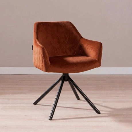 Eetkamerstoelen-Velvet eetkamerstoel Furtado draaibaar koper-Dimehouse