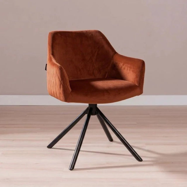 Dining room chairs-Velvet dining room chair Furtado swivel copper-Dimehouse