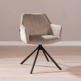 Dining room chairs-Velvet dining room chair Furtado swivel taupe-Dimehouse